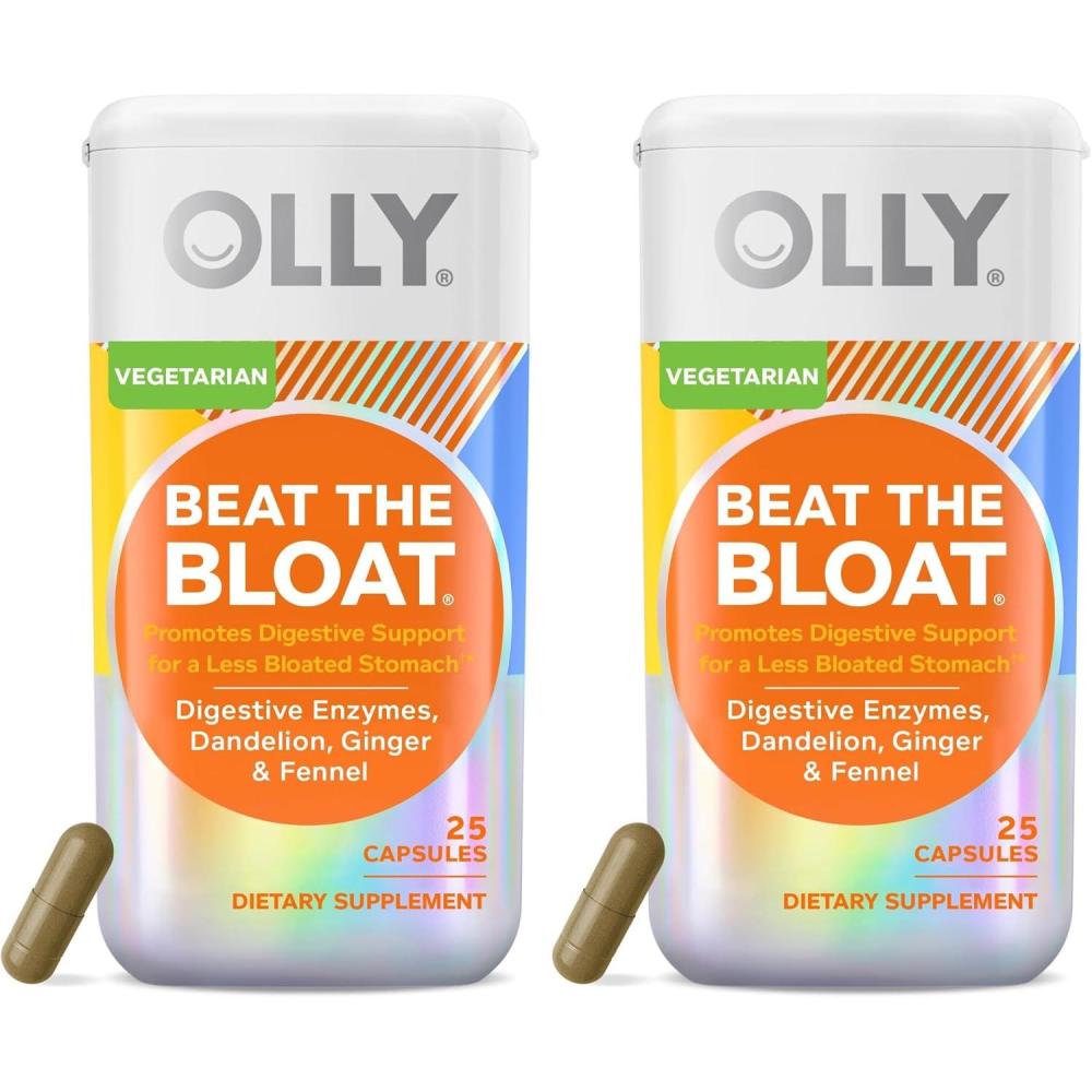 imageOLLY Beat The Bloat Capsules Digestive Support Enzymes Supplement for Women  25 Count25 Count Pack of 2
