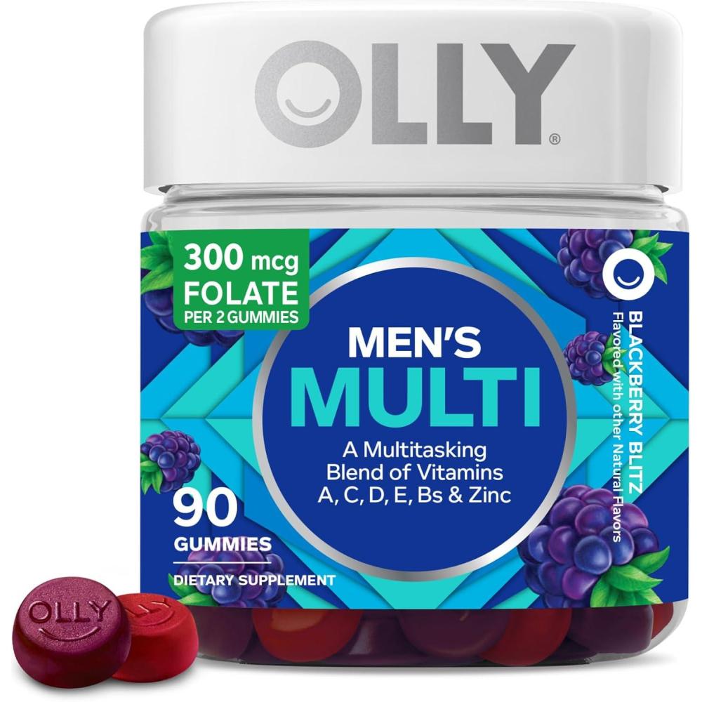 imageOLLY Mens Multivitamin Gummy Vitamins A C D E B Zinc Blackberry Flavor 45 Day Supply  90 CountBlackberry
