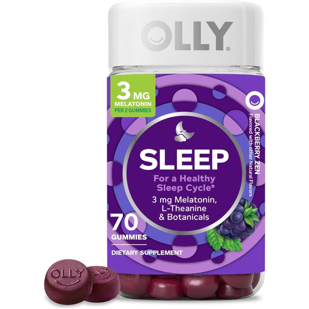 imageOLLY Restful Sleep Gummy Supplement with Melatonin ampamp LTheanine Chamomile Blackberry Zen 50 Gummies 25 Day Supply Supports a Healthy Sleep Cycle Packaging May Vary70 Count Pack of 1