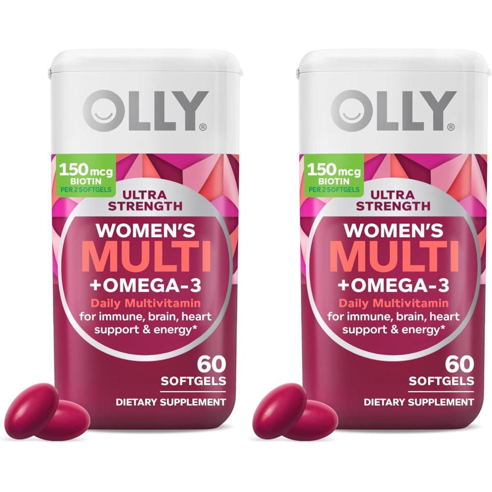 imageOLLY Ultra Womens Multi Softgels Overall Health and Immune Support Omega3s Iron Vitamins A D C E B12 Daily Multivitamin 30 Day Supply  60 Count60 Count Pack of 2