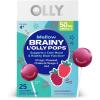 OLLY Mellow Buddies L’OLLY Pops, L-Theanine, Choline, Omega-3 ALA, Kids 4+ Dietary Supplement Lollipops, Supports a Calm Mood & Healthy Brain Function,* Vegan, Raspberry Flavored, 25 Count