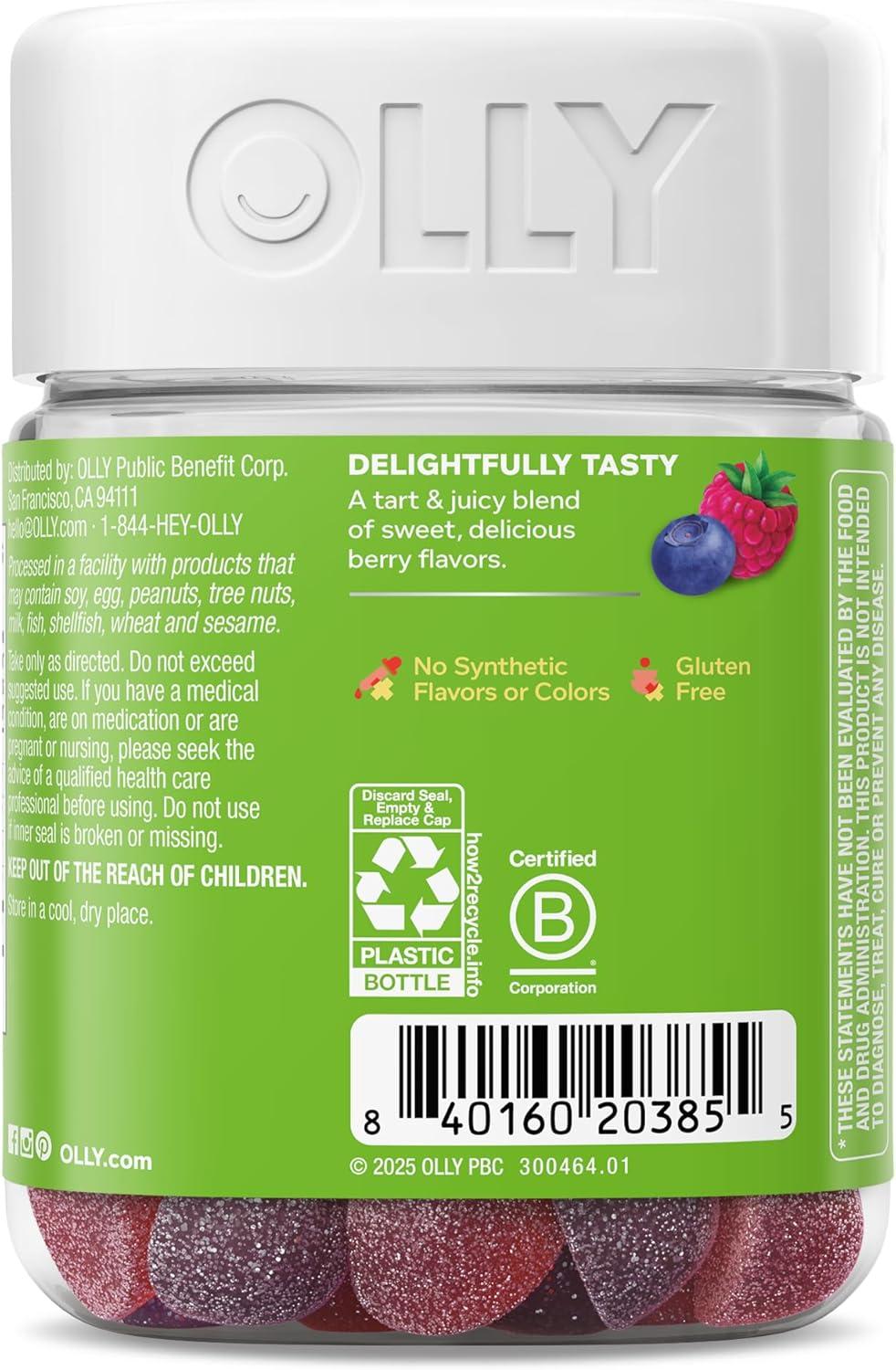 image:imageOLLY Kids Friendly Fiber Gummy Digestion Support 3g Prebiotic Fiber FOS Kids Chewable Supplement Berry Brilliant Flavored 25 Day Supply 50 Count