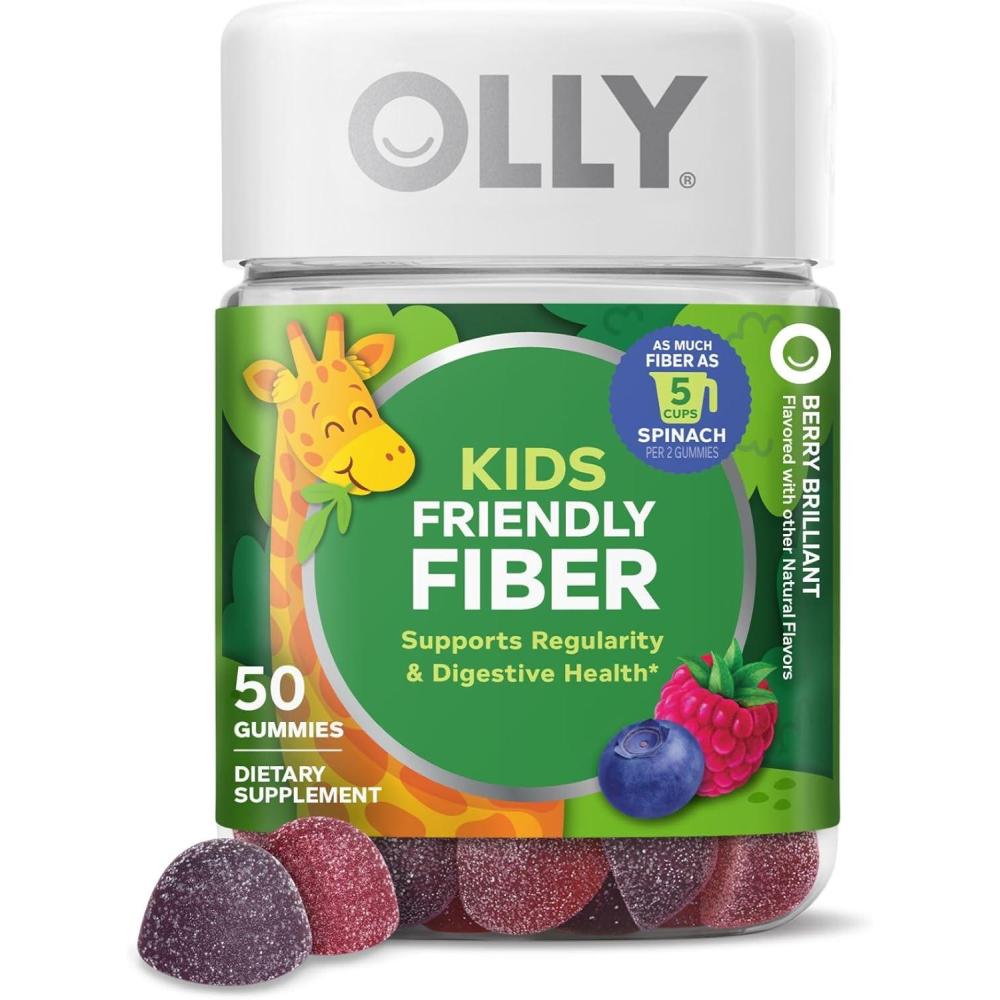 image:imageOLLY Kids Friendly Fiber Gummy Digestion Support 3g Prebiotic Fiber FOS Kids Chewable Supplement Berry Brilliant Flavored 25 Day Supply 50 Count