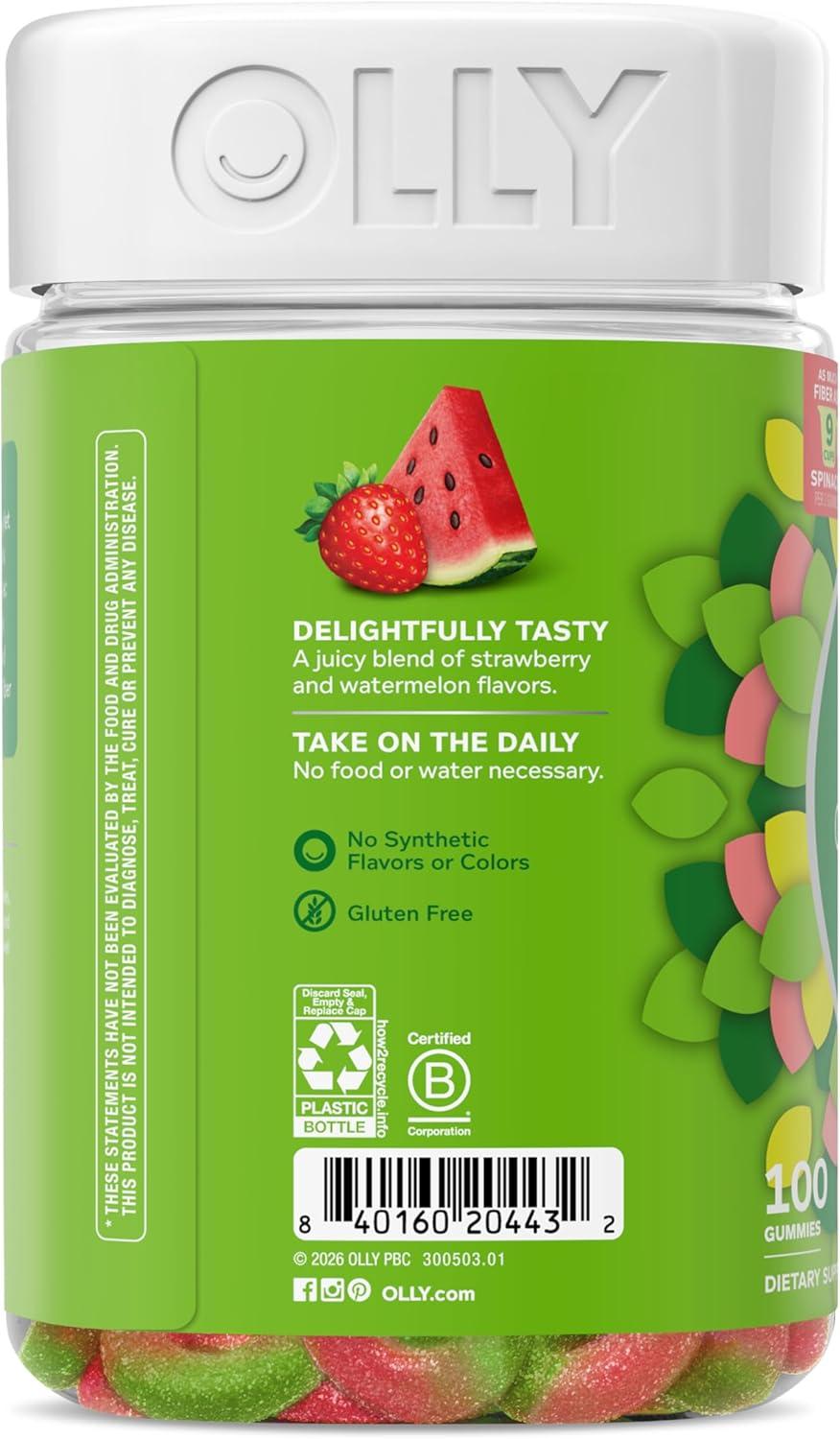 image:imageOLLY Fiber Gummy Rings 5g FOS Prebiotic Fiber Digestive Health Supplement Strawberry Watermelon Flavored 50 Day Supply 100 Count1 Count Pack of 100