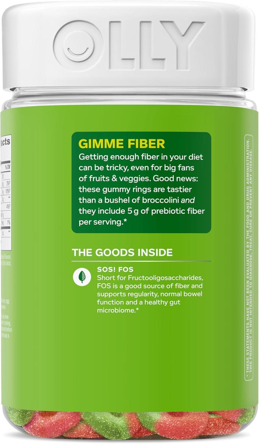 image:imageOLLY Fiber Gummy Rings 5g FOS Prebiotic Fiber Digestive Health Supplement Strawberry Watermelon Flavored 50 Day Supply 100 Count1 Count Pack of 100