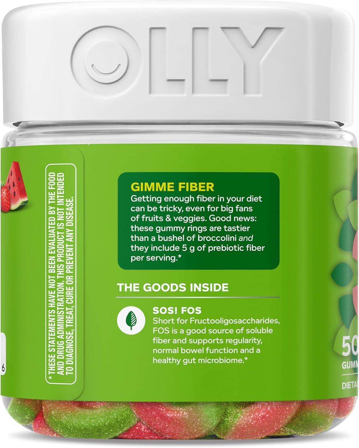 image:imageOLLY Fiber Gummy Rings 5g FOS Prebiotic Fiber Digestive Health Supplement Strawberry Watermelon Flavored 50 Day Supply 100 Count50 Count Pack of 1