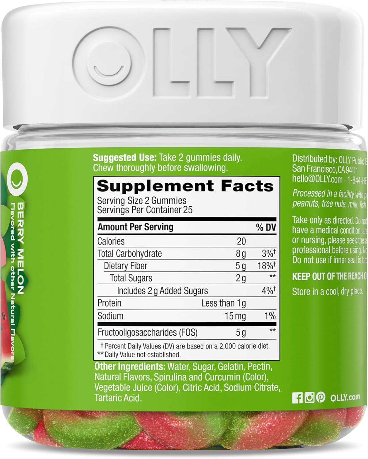 image:imageOLLY Fiber Gummy Rings 5g FOS Prebiotic Fiber Digestive Health Supplement Strawberry Watermelon Flavored 50 Day Supply 100 Count50 Count Pack of 1