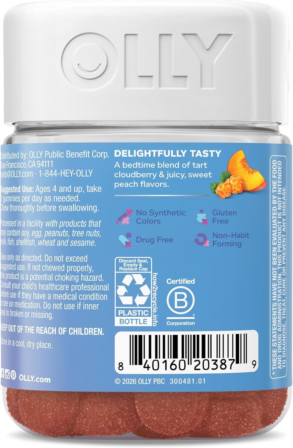 image:imageOLLY Kids Melatonin Free Sleep Gummy Supplement Supports Sleep Quality Magnesium LTheanine Lemon Balm Cloudberry Peach Flavored 25 Day Supply 50 Count