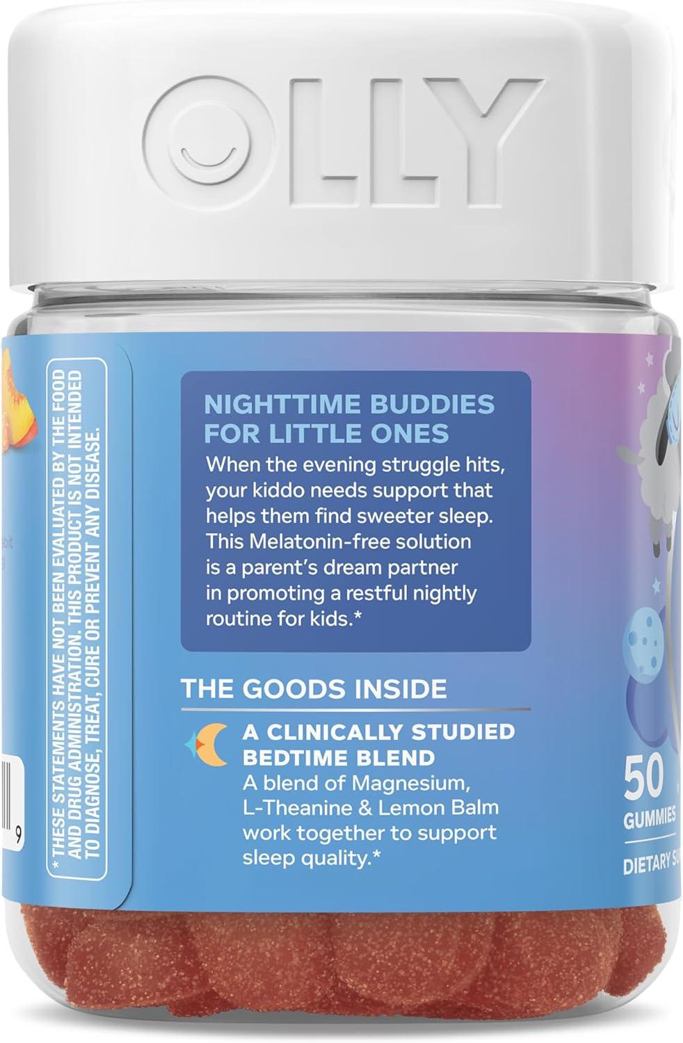 image:imageOLLY Kids Melatonin Free Sleep Gummy Supplement Supports Sleep Quality Magnesium LTheanine Lemon Balm Cloudberry Peach Flavored 25 Day Supply 50 Count