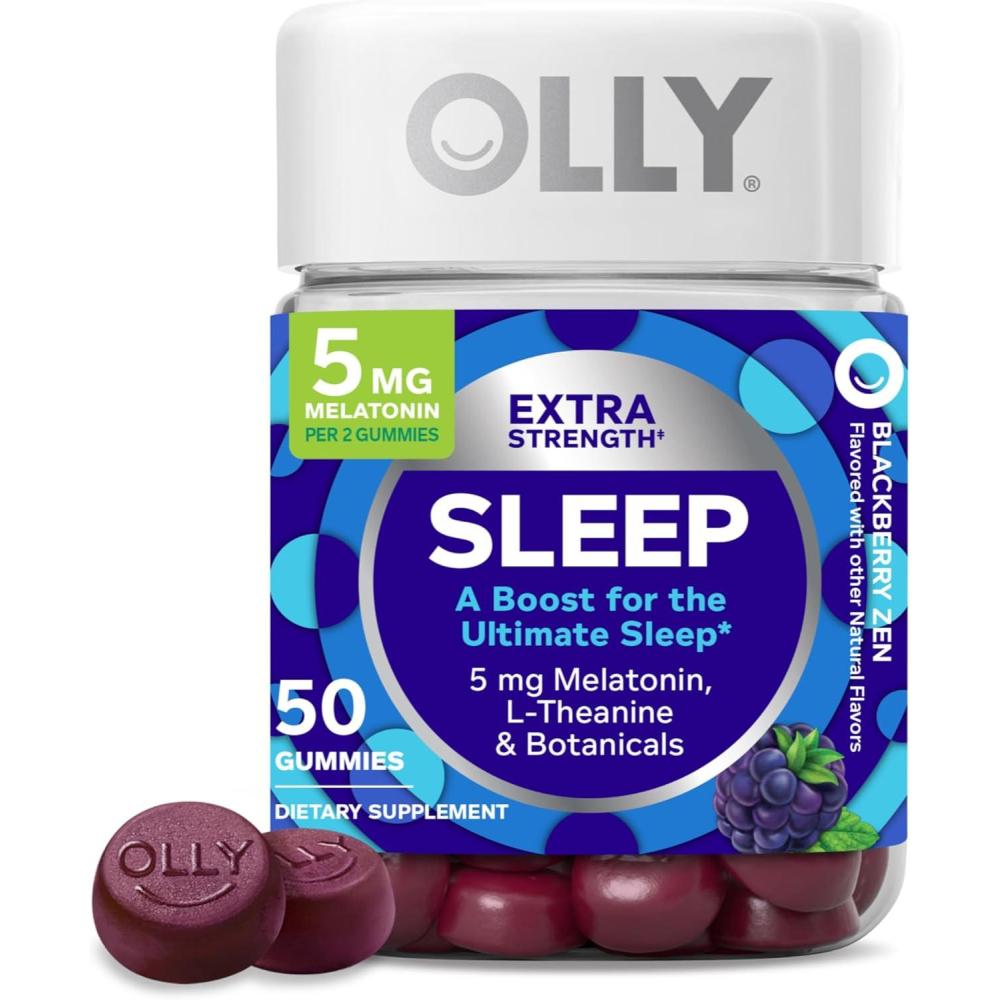 image:imageOLLY Extra Strength Sleep Gummy Occasional Sleep Support 5 mg Melatonin LTheanine Chamomile Lemon Balm Extracts Sleep Aid Blackberry Flavor 70 Count Packaging May Vary50 Count Pack of 1