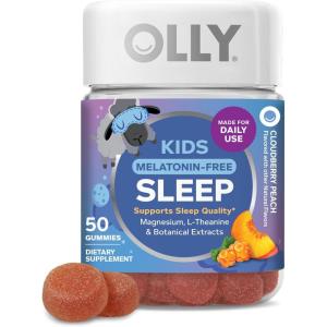 OLLY Kids Melatonin Free Sleep Gummy Supplement, Supports Sleep Quality,* Magnesium, L-Theanine, Lemon Balm, Cloudberry Peach Flavored, 25 Day Supply – 50 Count