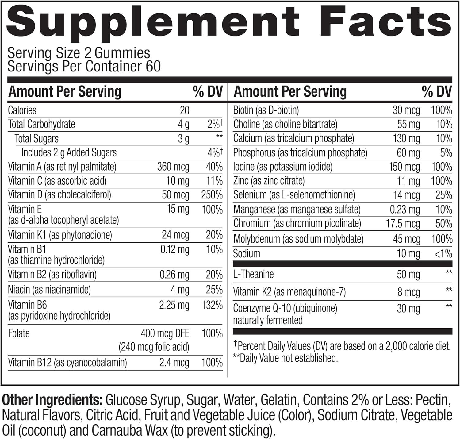 image:imageOLLY Womens 40 Multi Gummies 20 Key Nutrients Plus Vitamin K2 CoQ10 LTheanine Chewable Gummy Supplement Peach Berry Flavored 45 Day Supply 120 Count